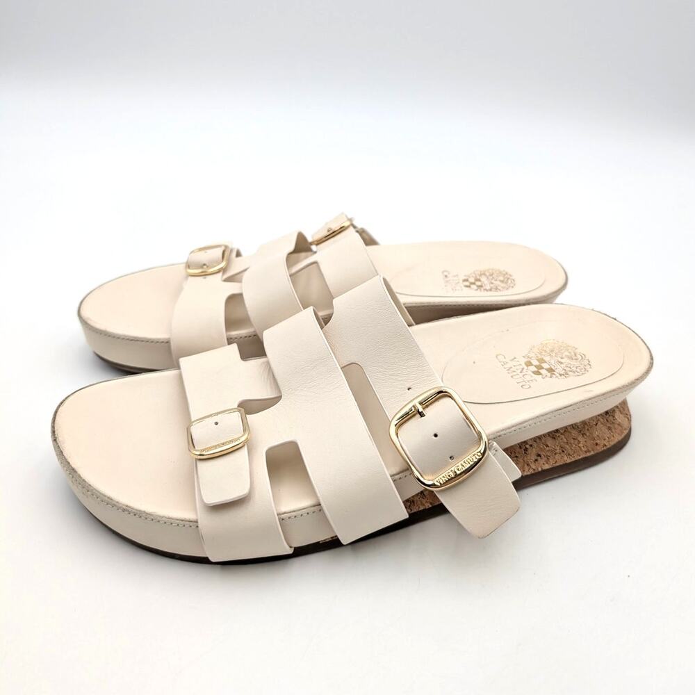 Vince Camuto Freoda Platform Slide Sandal Womens Creamy White Size US9.5M EU41